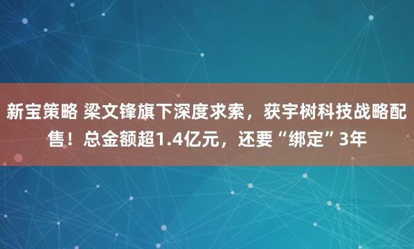 新宝策略 梁文锋旗下深度求索，获宇树科技战略配售！总金额超1.4亿元，还要“绑定”3年